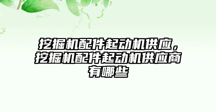 挖掘機配件起動機供應，挖掘機配件起動機供應商有哪些