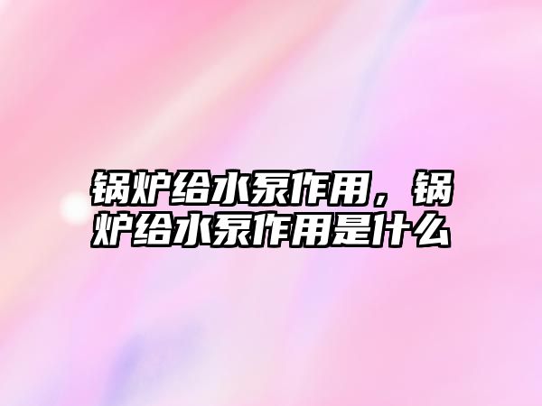 鍋爐給水泵作用，鍋爐給水泵作用是什么
