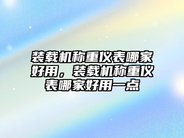 裝載機(jī)稱重儀表哪家好用，裝載機(jī)稱重儀表哪家好用一點(diǎn)