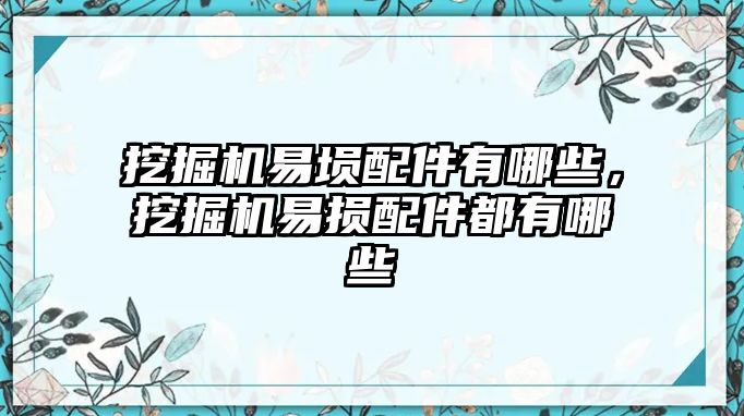 挖掘機易塤配件有哪些，挖掘機易損配件都有哪些