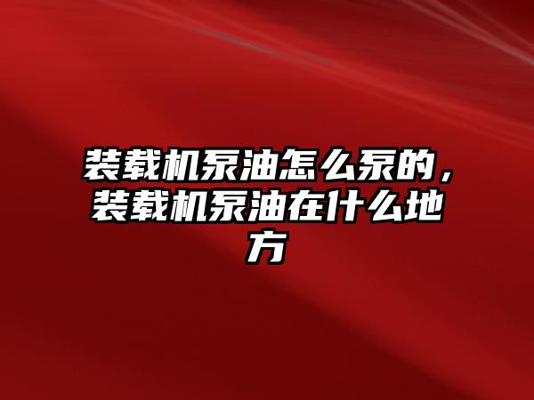 裝載機(jī)泵油怎么泵的，裝載機(jī)泵油在什么地方