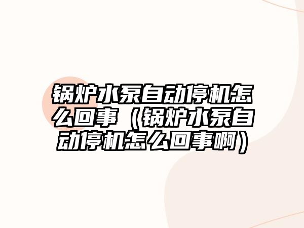 鍋爐水泵自動停機(jī)怎么回事（鍋爐水泵自動停機(jī)怎么回事啊）