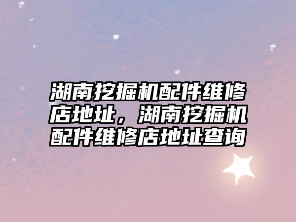 湖南挖掘機配件維修店地址，湖南挖掘機配件維修店地址查詢