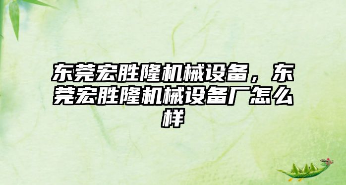東莞宏勝隆機(jī)械設(shè)備，東莞宏勝隆機(jī)械設(shè)備廠怎么樣