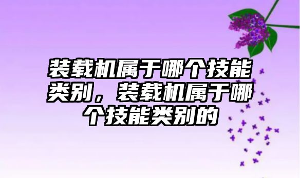 裝載機(jī)屬于哪個(gè)技能類別，裝載機(jī)屬于哪個(gè)技能類別的