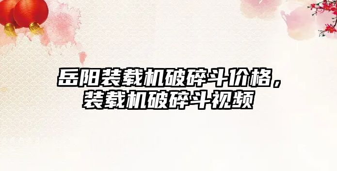 岳陽裝載機(jī)破碎斗價格，裝載機(jī)破碎斗視頻