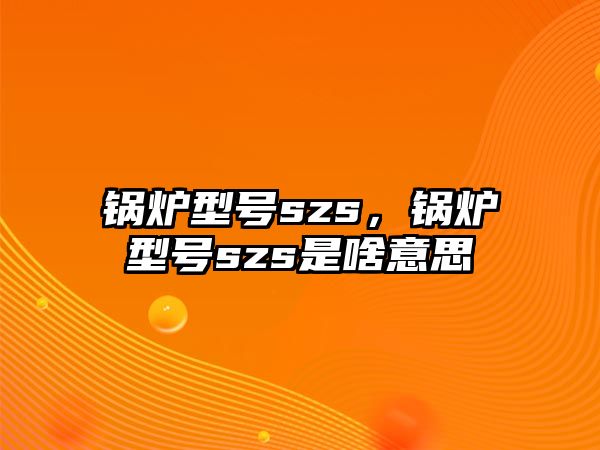 鍋爐型號szs，鍋爐型號szs是啥意思