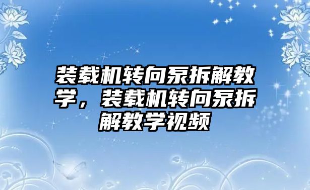 裝載機轉(zhuǎn)向泵拆解教學，裝載機轉(zhuǎn)向泵拆解教學視頻