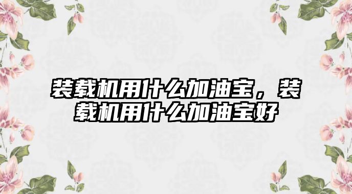 裝載機用什么加油寶，裝載機用什么加油寶好