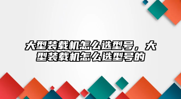 大型裝載機怎么選型號，大型裝載機怎么選型號的