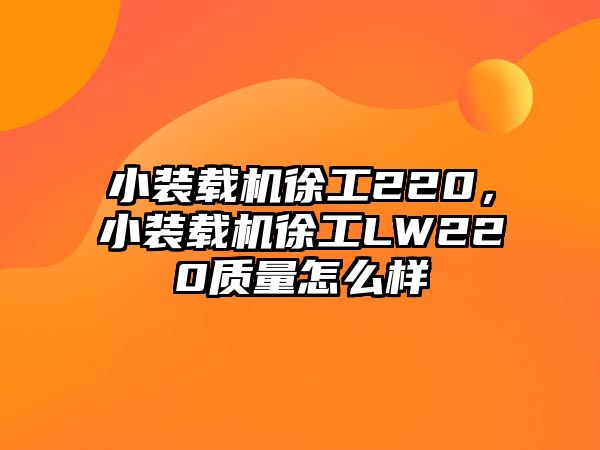 小裝載機(jī)徐工220，小裝載機(jī)徐工LW220質(zhì)量怎么樣
