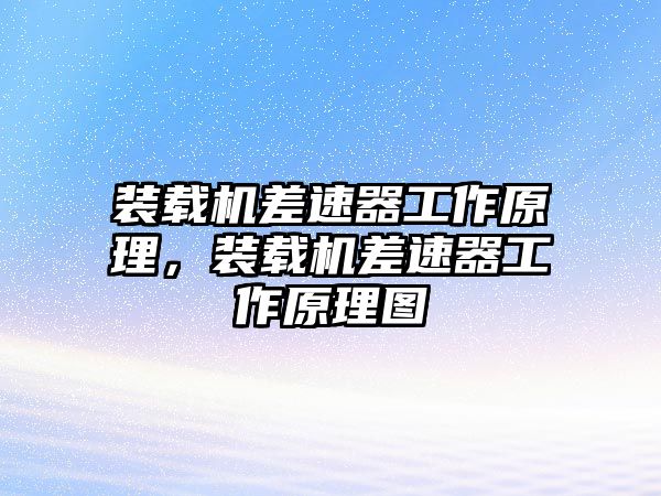 裝載機差速器工作原理，裝載機差速器工作原理圖