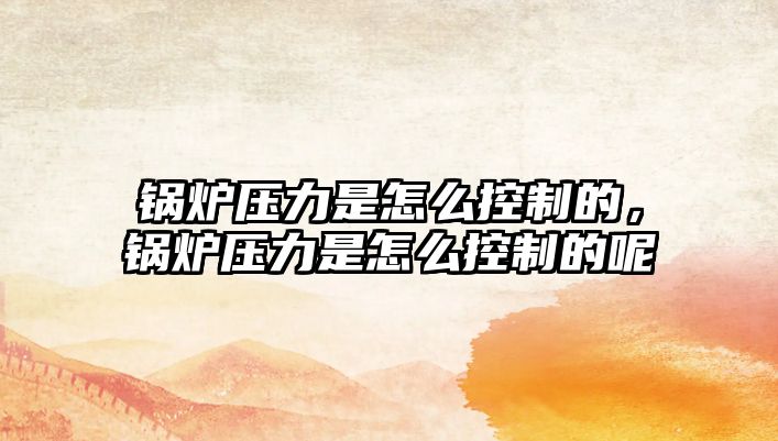 鍋爐壓力是怎么控制的，鍋爐壓力是怎么控制的呢