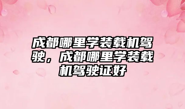 成都哪里學(xué)裝載機(jī)駕駛，成都哪里學(xué)裝載機(jī)駕駛證好