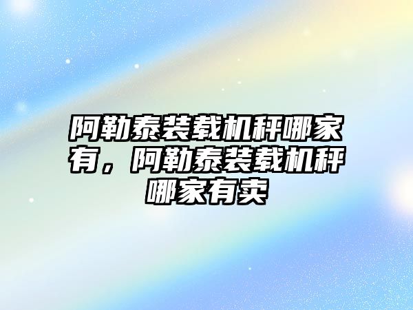 阿勒泰裝載機秤哪家有，阿勒泰裝載機秤哪家有賣