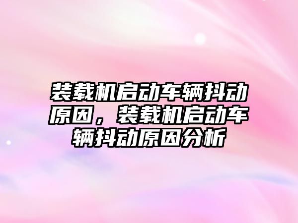 裝載機(jī)啟動(dòng)車輛抖動(dòng)原因，裝載機(jī)啟動(dòng)車輛抖動(dòng)原因分析