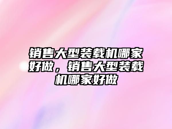 銷售大型裝載機哪家好做，銷售大型裝載機哪家好做