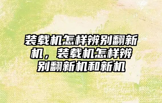 裝載機怎樣辨別翻新機，裝載機怎樣辨別翻新機和新機