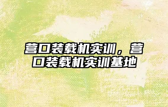 營口裝載機(jī)實訓(xùn)，營口裝載機(jī)實訓(xùn)基地