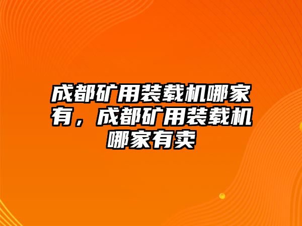 成都礦用裝載機哪家有，成都礦用裝載機哪家有賣