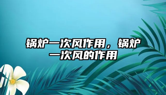 鍋爐一次風作用，鍋爐一次風的作用