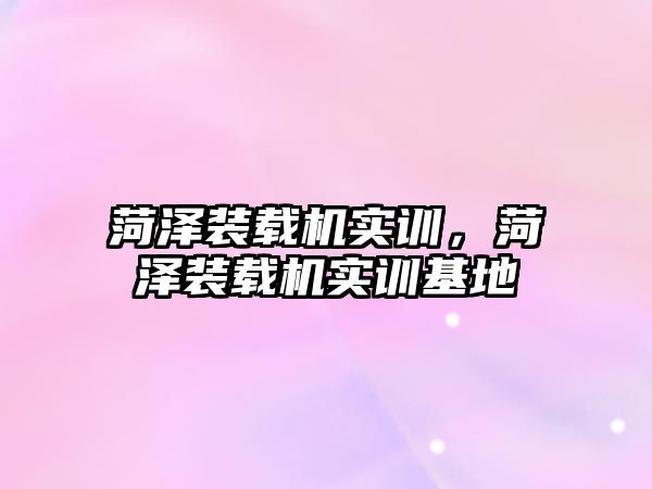 菏澤裝載機實訓(xùn)，菏澤裝載機實訓(xùn)基地
