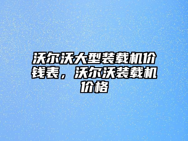 沃爾沃大型裝載機價錢表，沃爾沃裝載機價格