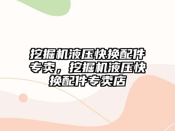 挖掘機液壓快換配件專賣，挖掘機液壓快換配件專賣店