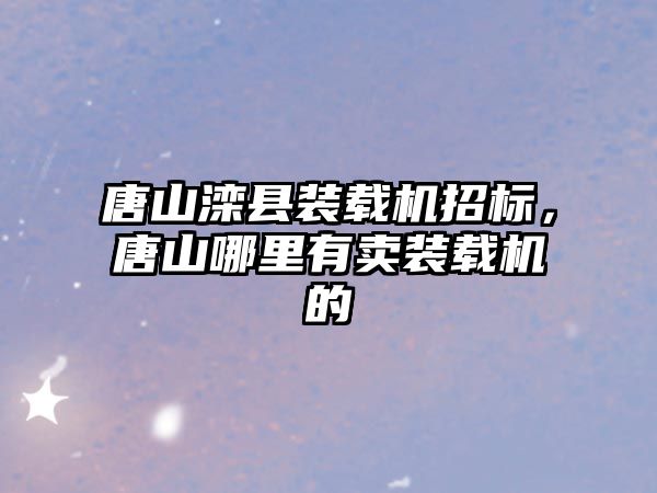 唐山灤縣裝載機招標，唐山哪里有賣裝載機的