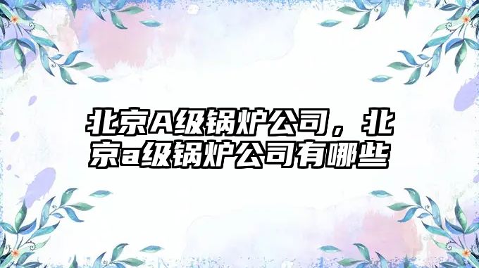 北京A級(jí)鍋爐公司，北京a級(jí)鍋爐公司有哪些