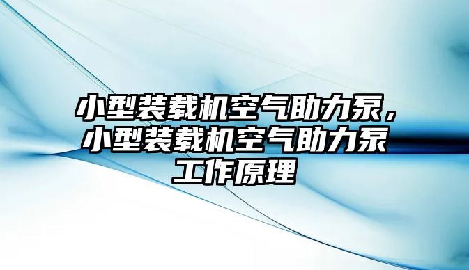 小型裝載機(jī)空氣助力泵，小型裝載機(jī)空氣助力泵工作原理