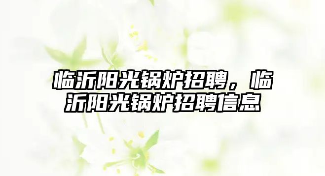 臨沂陽(yáng)光鍋爐招聘，臨沂陽(yáng)光鍋爐招聘信息