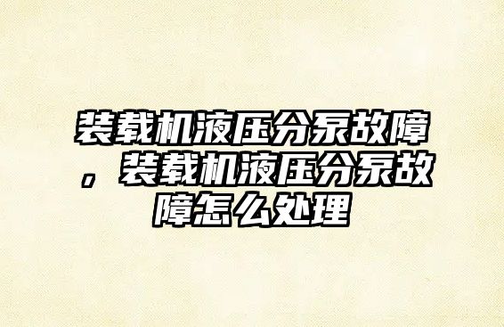 裝載機液壓分泵故障，裝載機液壓分泵故障怎么處理