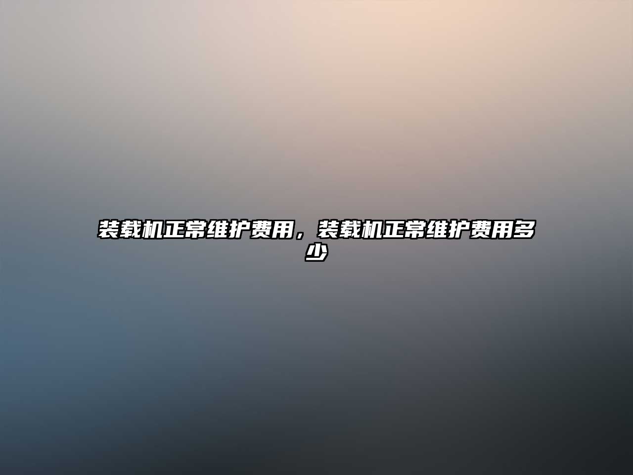 裝載機(jī)正常維護(hù)費(fèi)用，裝載機(jī)正常維護(hù)費(fèi)用多少