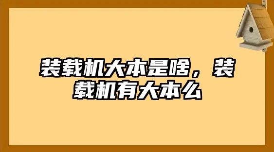 裝載機大本是啥，裝載機有大本么