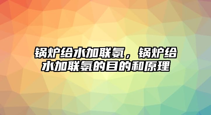 鍋爐給水加聯(lián)氨，鍋爐給水加聯(lián)氨的目的和原理