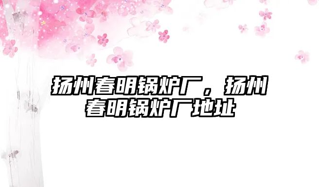 揚州春明鍋爐廠，揚州春明鍋爐廠地址
