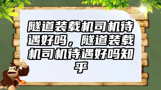 隧道裝載機(jī)司機(jī)待遇好嗎，隧道裝載機(jī)司機(jī)待遇好嗎知乎