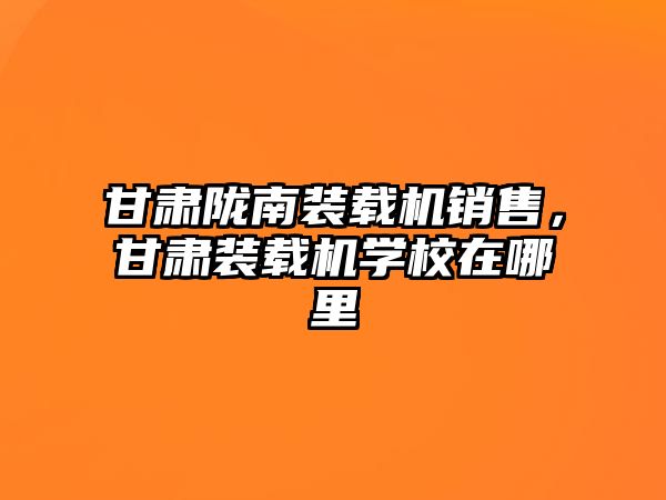 甘肅隴南裝載機(jī)銷售，甘肅裝載機(jī)學(xué)校在哪里