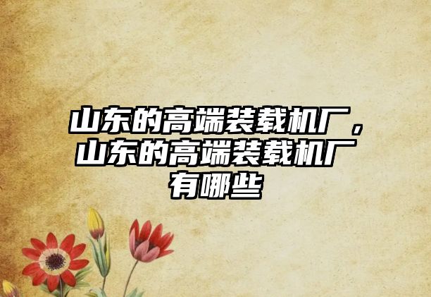 山東的高端裝載機廠，山東的高端裝載機廠有哪些