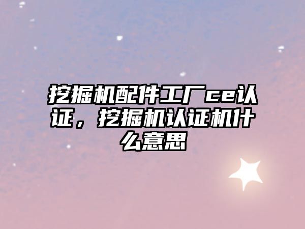 挖掘機(jī)配件工廠ce認(rèn)證，挖掘機(jī)認(rèn)證機(jī)什么意思