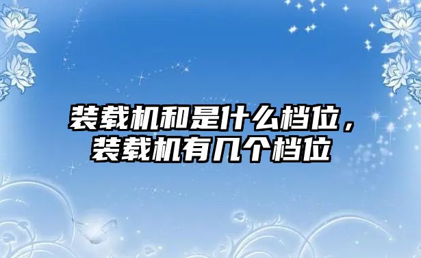 裝載機(jī)和是什么檔位，裝載機(jī)有幾個(gè)檔位