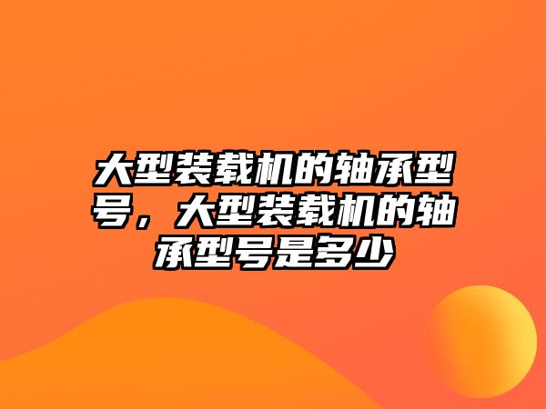 大型裝載機(jī)的軸承型號，大型裝載機(jī)的軸承型號是多少
