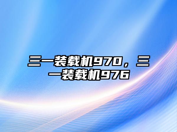 三一裝載機970，三一裝載機976