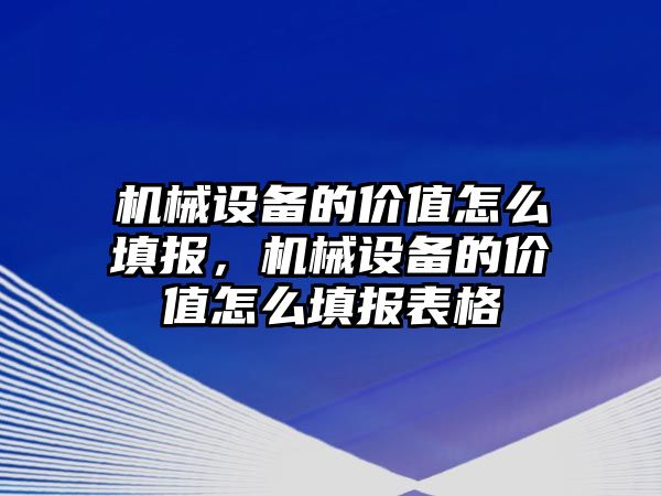 機械設(shè)備的價值怎么填報，機械設(shè)備的價值怎么填報表格