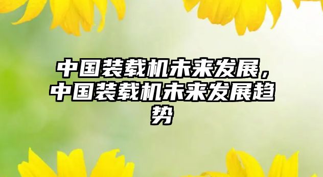中國裝載機未來發(fā)展，中國裝載機未來發(fā)展趨勢