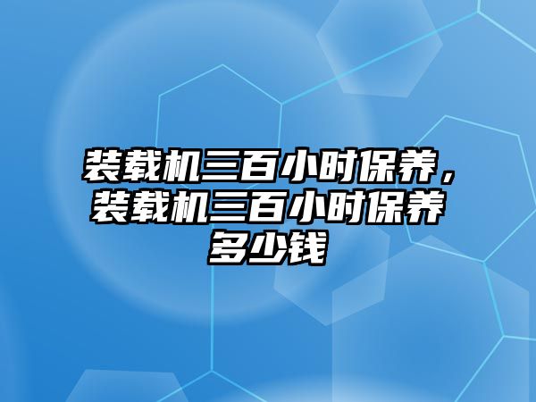 裝載機(jī)三百小時(shí)保養(yǎng)，裝載機(jī)三百小時(shí)保養(yǎng)多少錢