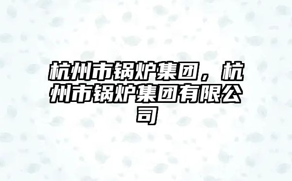 杭州市鍋爐集團(tuán)，杭州市鍋爐集團(tuán)有限公司