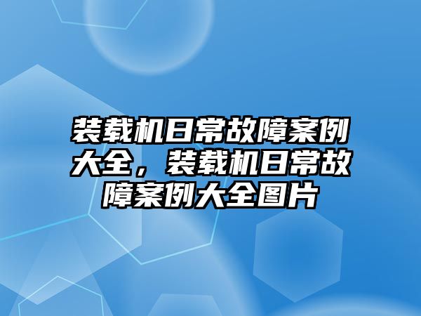 裝載機日常故障案例大全，裝載機日常故障案例大全圖片