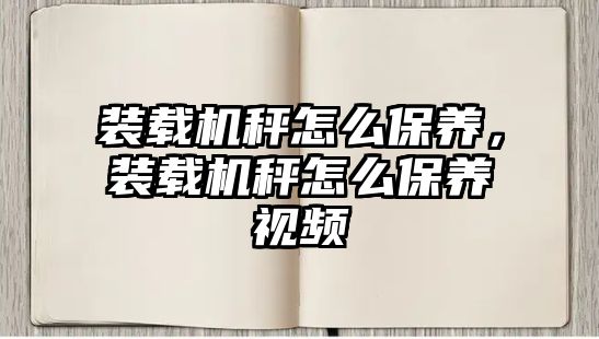 裝載機(jī)秤怎么保養(yǎng)，裝載機(jī)秤怎么保養(yǎng)視頻